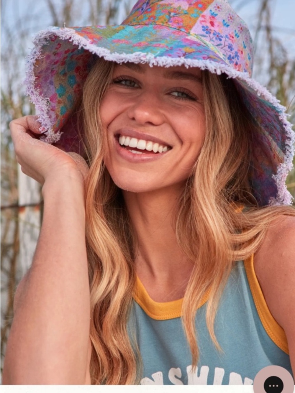 Natural Life Sandy Days Bucket Hat Watercolor Patchwork Boho Festival Hippie - Picture 2 of 14